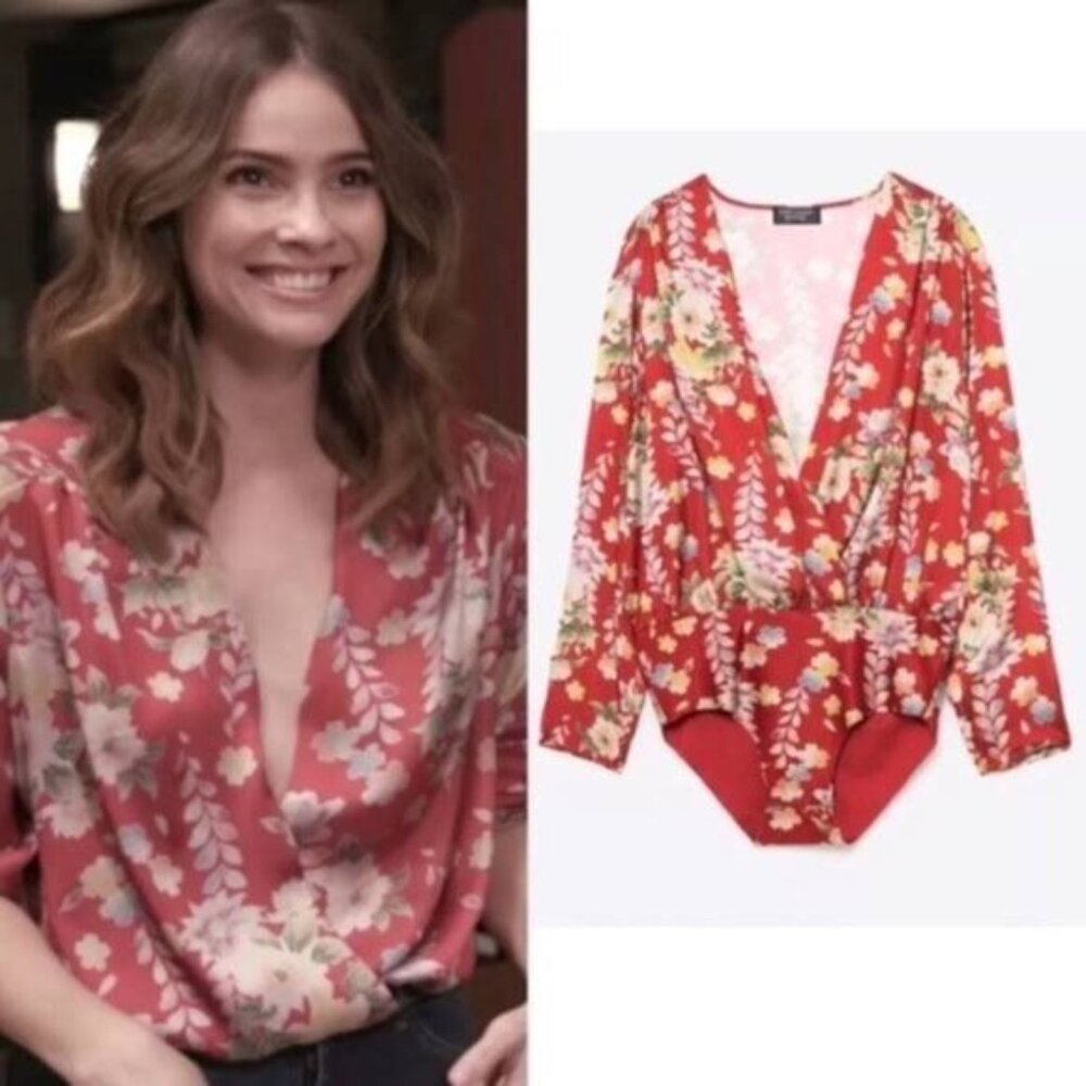 Zara Floral Cross Draped V Plunge Bodysuit - Picture 11 of 11